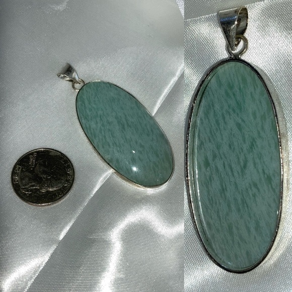 Huge Amazonite Gemstone Handmade Pendant Necklace - Picture 2 of 5